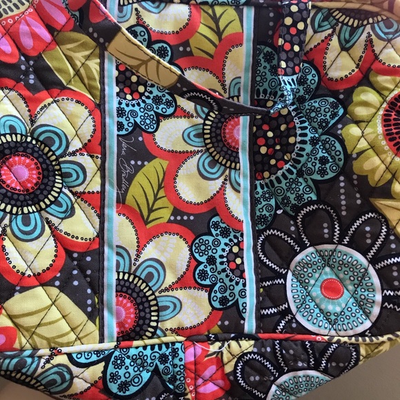 VERA BRADLEY Floral Cotton Satchel Bag Travel Purse Cosmetic Pockets Duffle Zip - Picture 9 of 12